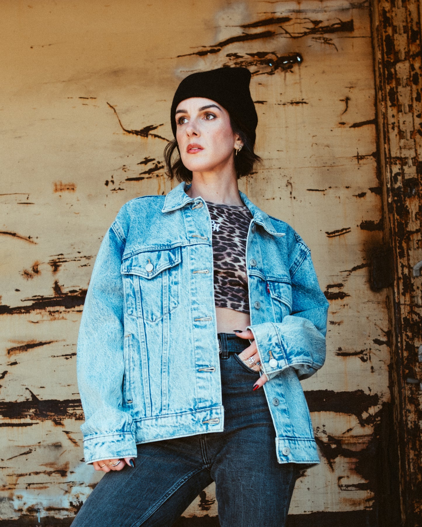 Skelly Cowboy Custom Denim Jacket (Acid Washed Blue)