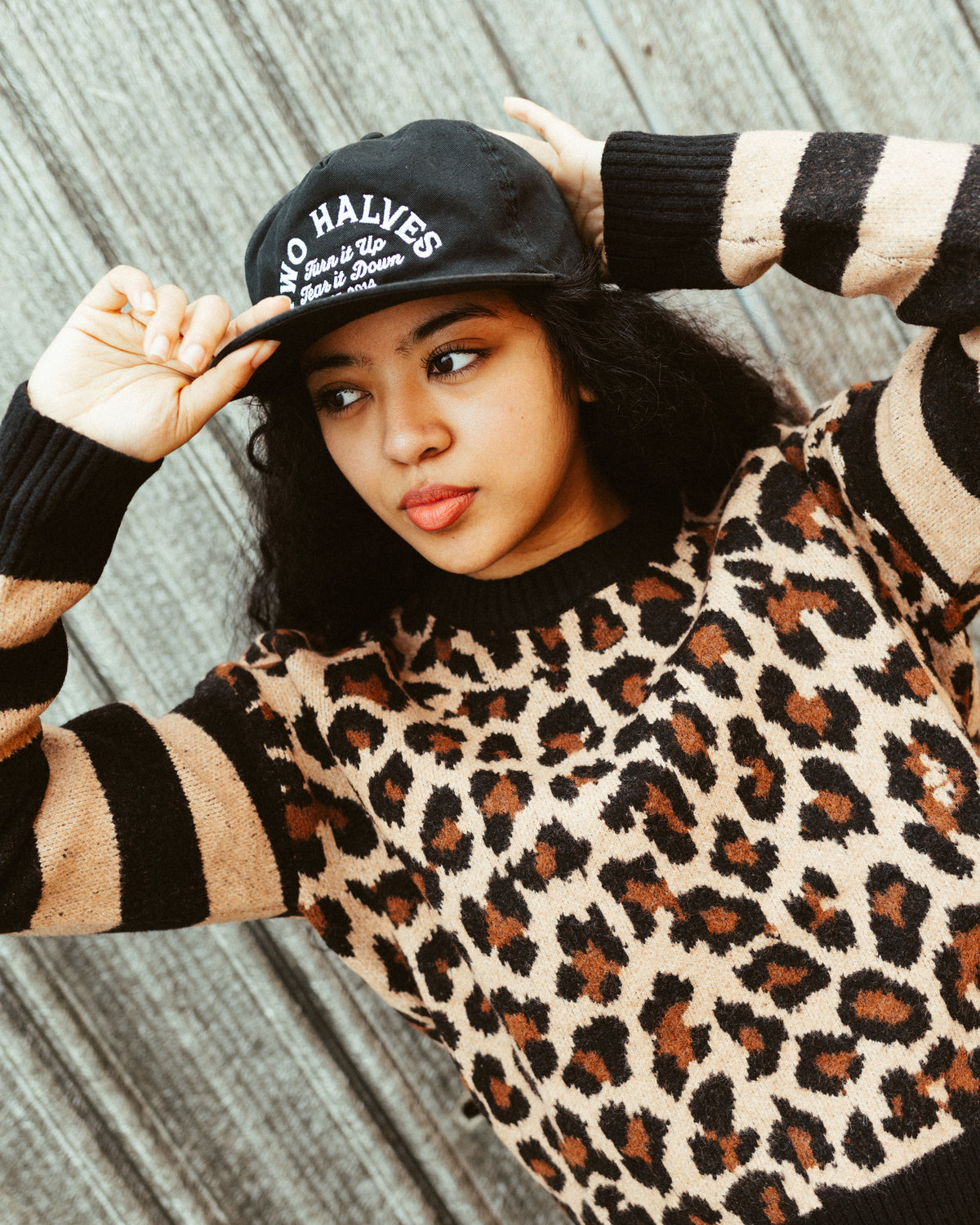 Leopard & Stripe Knit Sweater