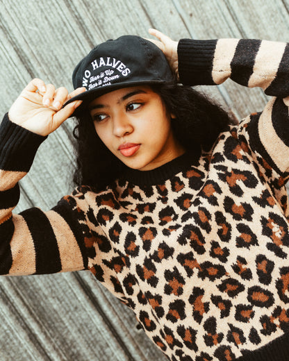 Leopard & Stripe Knit Sweater