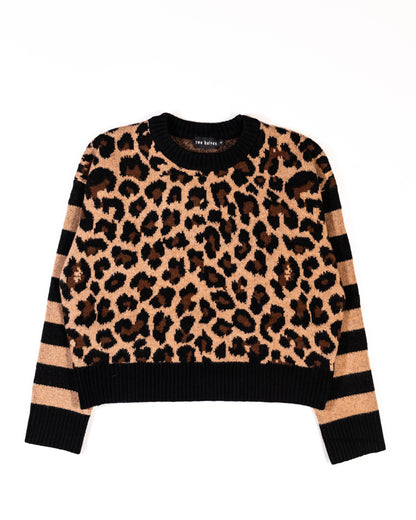 Leopard & Stripe Knit Sweater