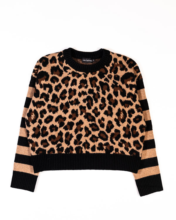 Leopard & Stripe Knit Sweater