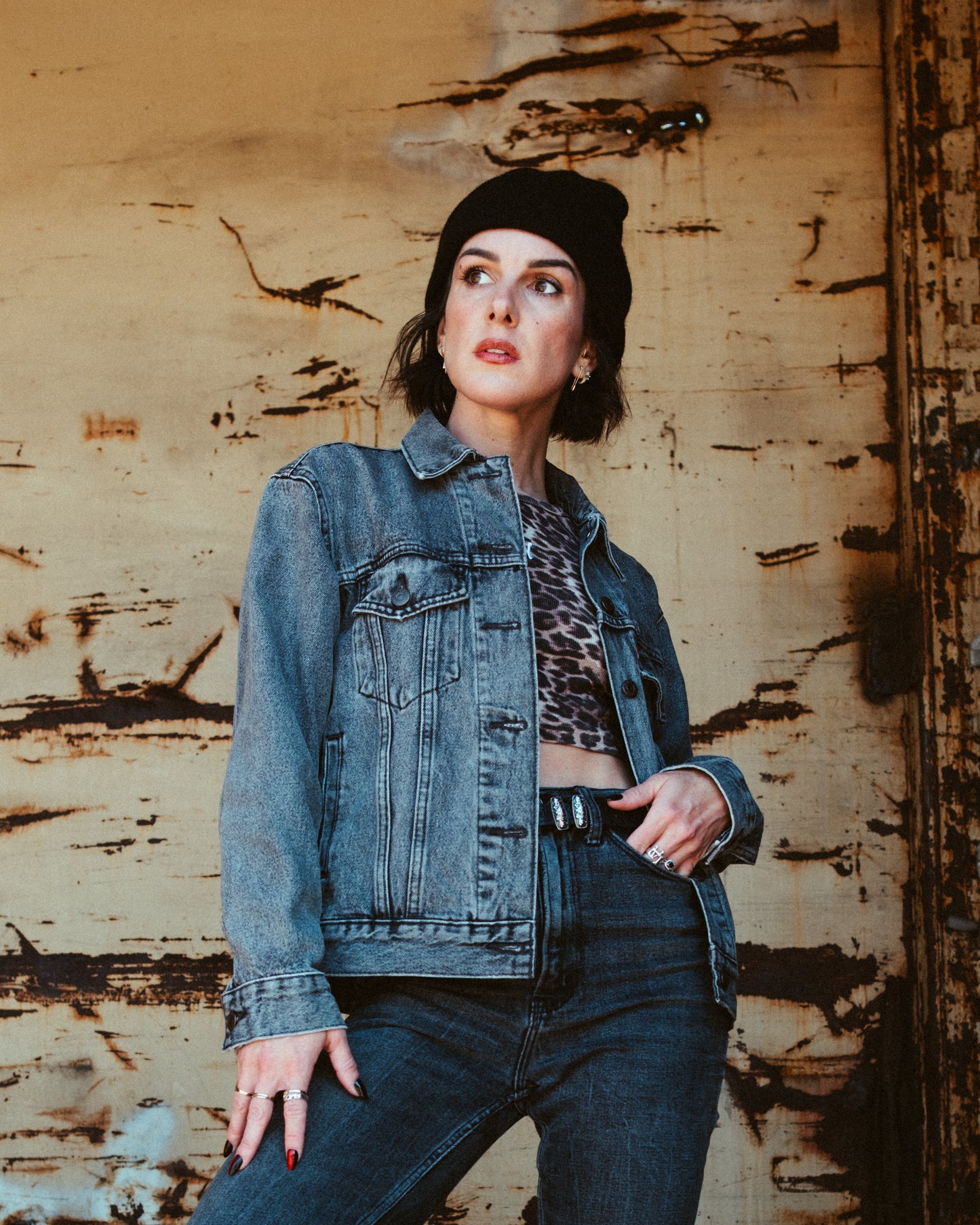 Skelly Cowboy Custom Denim Jacket (Acid Washed Black)