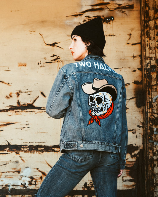 Skelly Cowboy Custom Denim Jacket (Acid Washed Black)