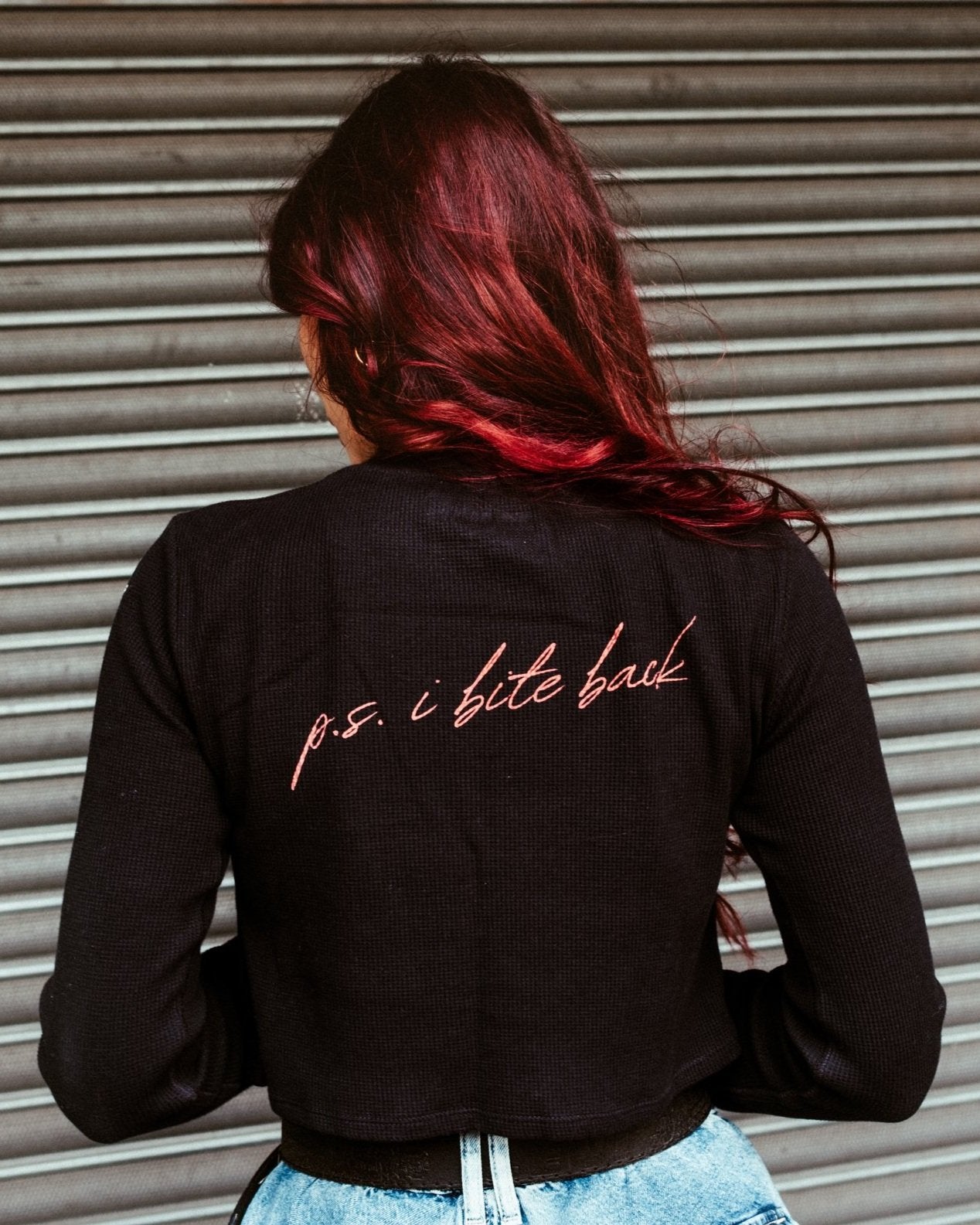 Bite Back Cropped Waffle Shirt