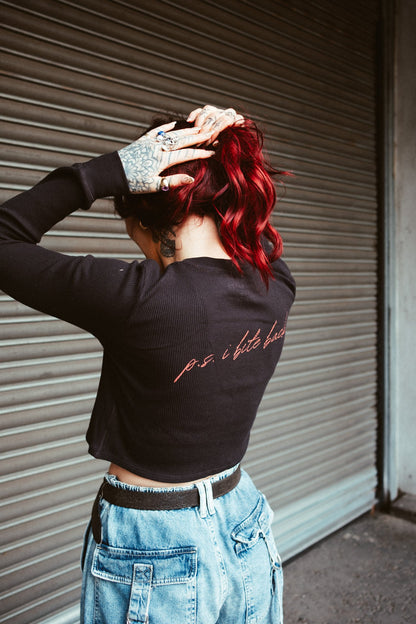 Bite Back Cropped Waffle Shirt