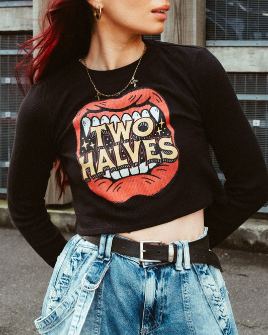 Bite Back Cropped Waffle Shirt