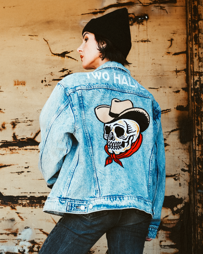 Skelly Cowboy Custom Denim Jacket (Acid Washed Blue)